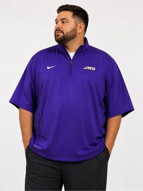 Nike JMU Short Sleeve Quarter Zip Jacket XL Purple Dri-FIT James Madison